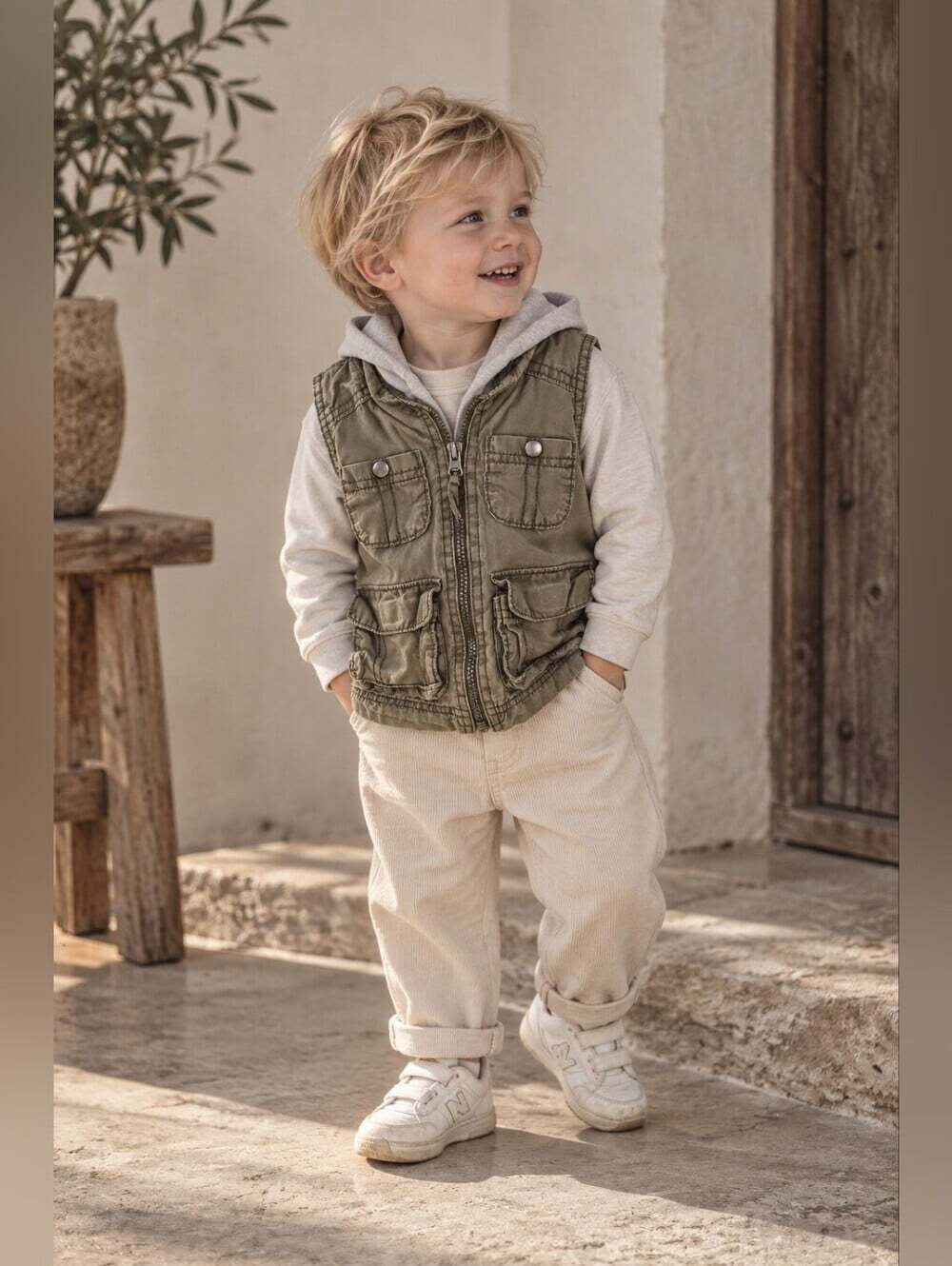 Baby Gap 18-24M Olive Utility Cargo Hooded Vest Military Gorpcore